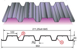 Профнастил Н-60х845-А,В Использование: конструкции несущие и кровли скатного типа.